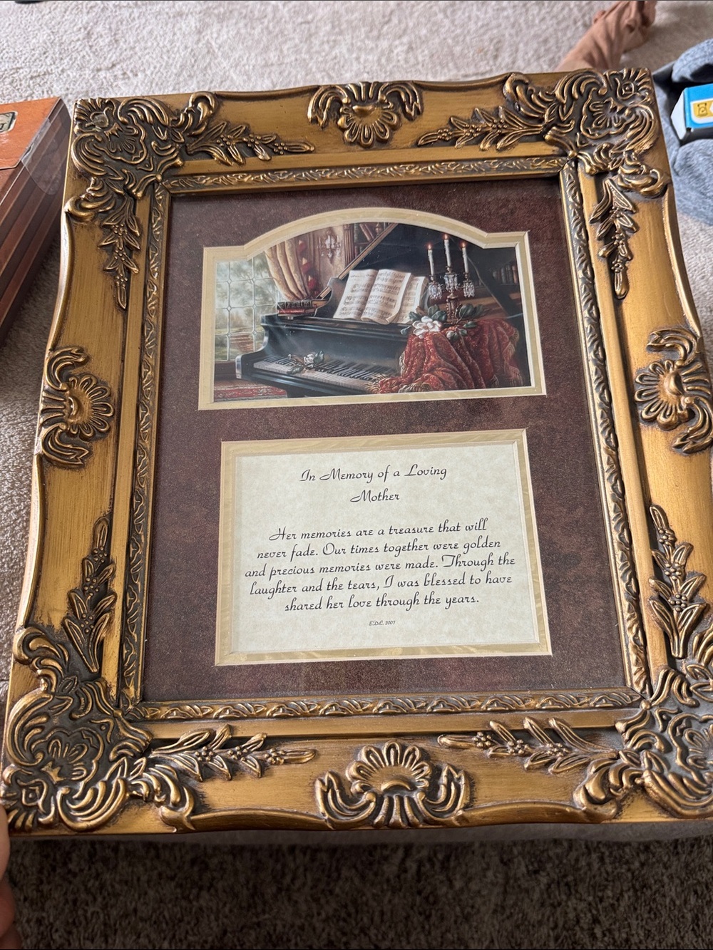 Elegant Gold Ornate Memorial Wall Art – In Memory of a Loving Mother